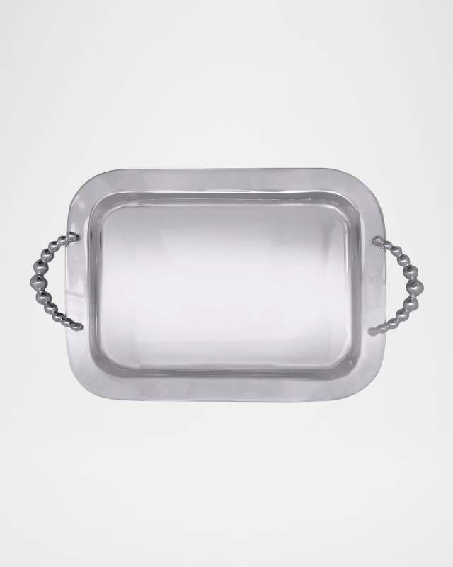 Pearled Rectangular Handled Service Tray
